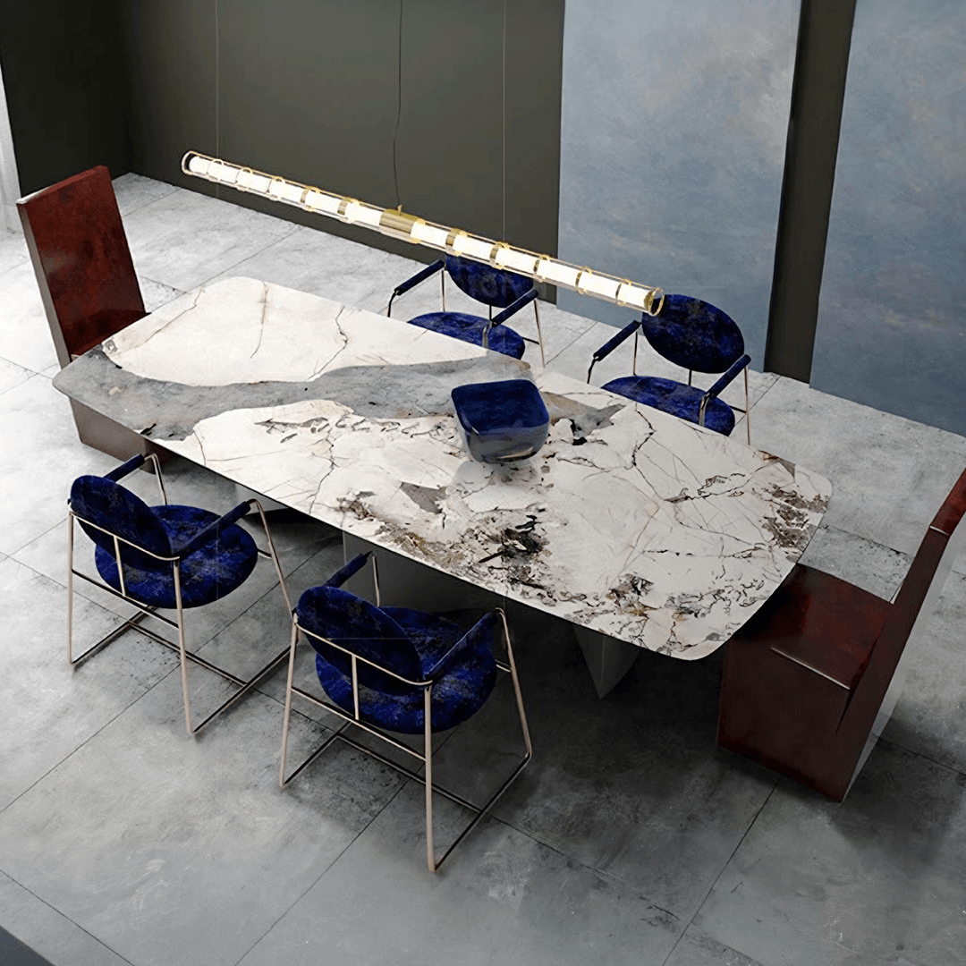 Nala Dining Table With Black Legs, Sintered Stone