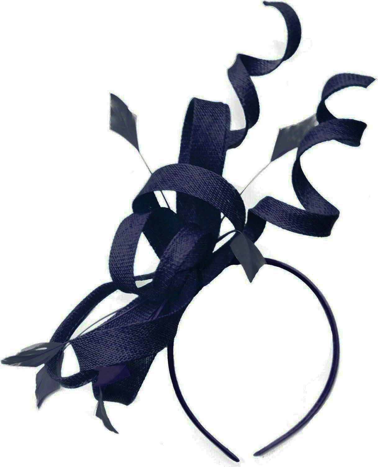 Caprilite Navy Swirl Loop Sinamay Headband Fascinator for Women Wedding Ascot Races