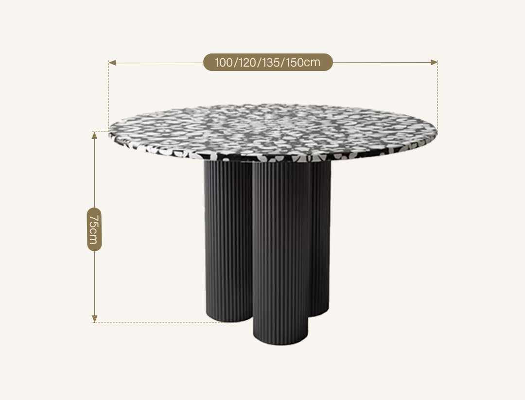 Nelli Modern Round Dining Table, Marble