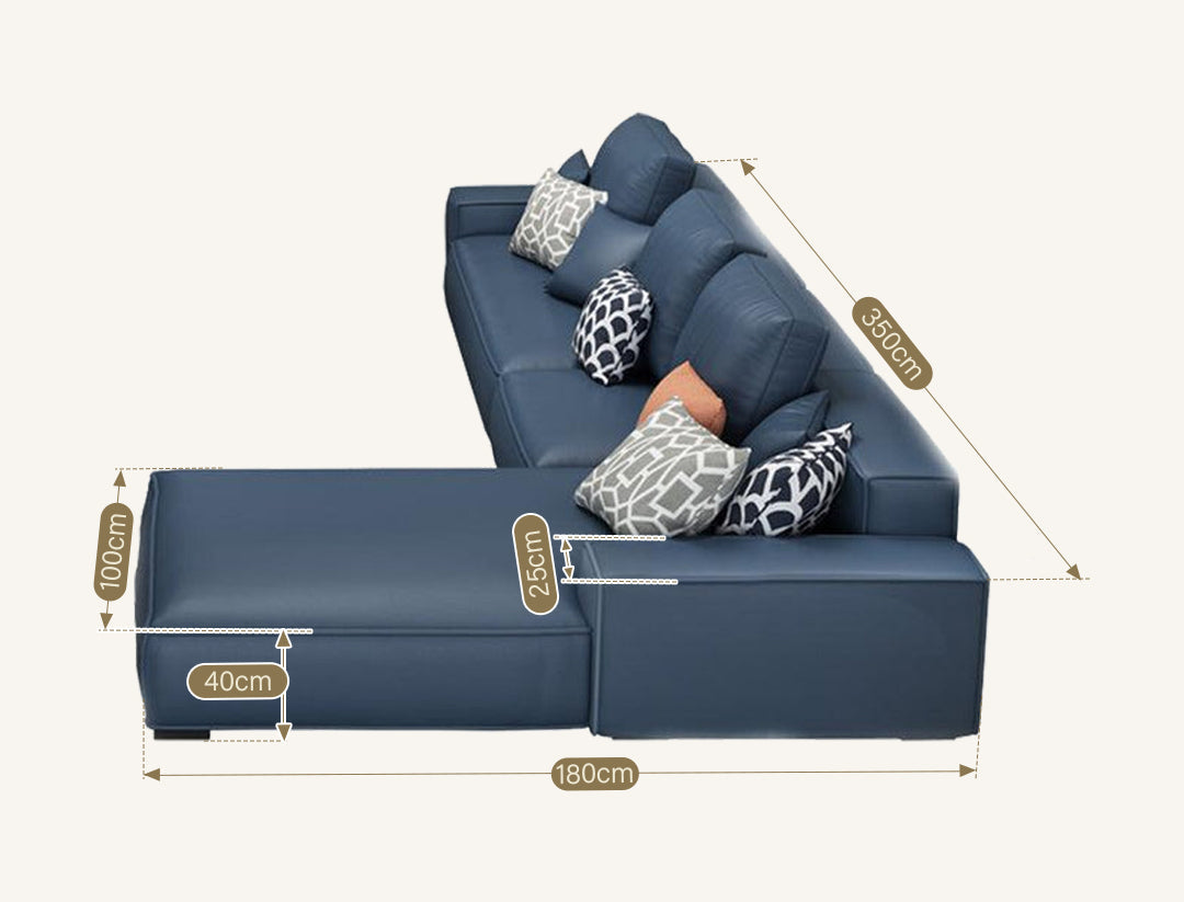 Nevaeh Three Seater Corner Sofa, Leathaire