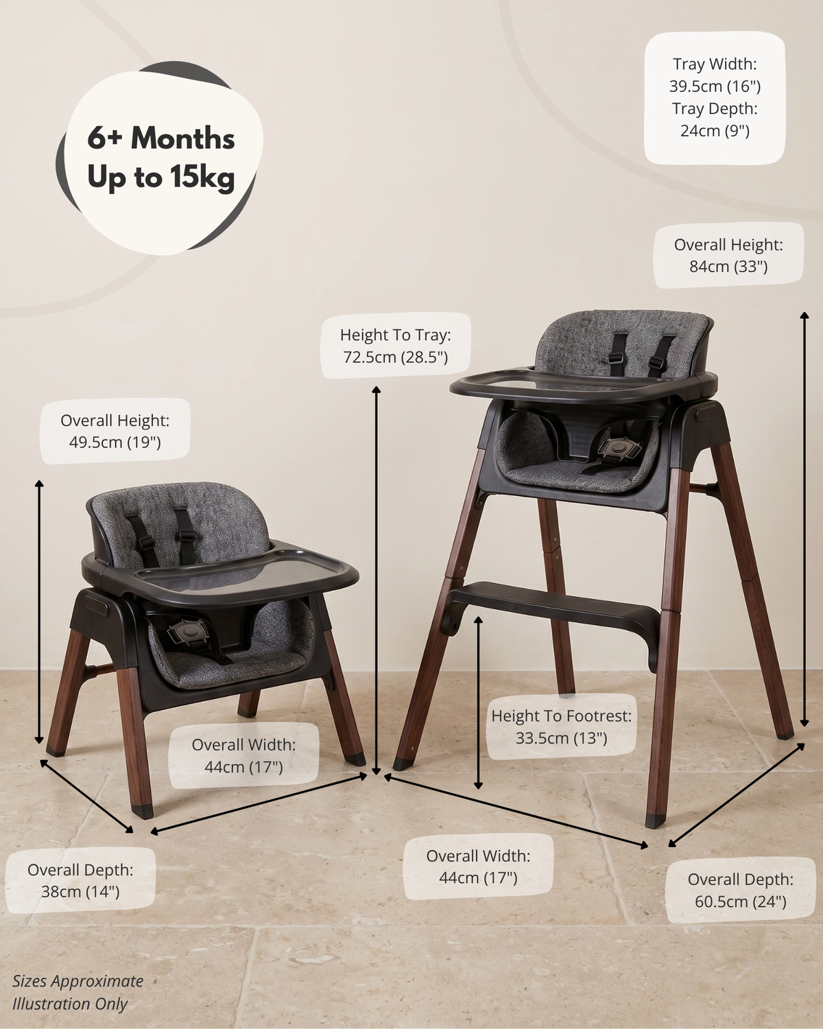 Neyo 2-in-1 High Chair - Grey