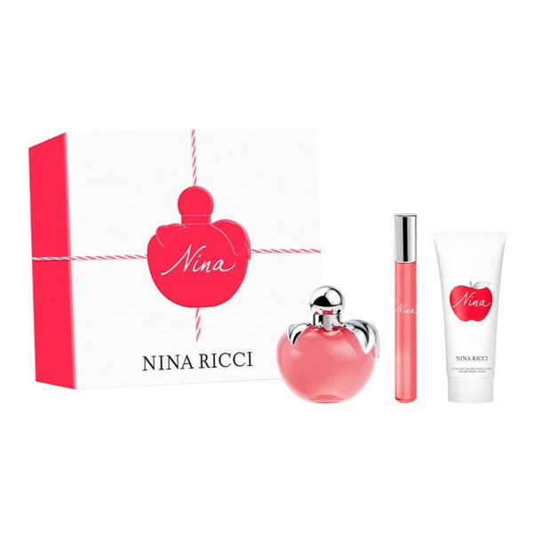 Nina Ricci Nina Gift Set 50ml EDT Spray + 75ml Body Lotion + 10ml EDT Rollerball
