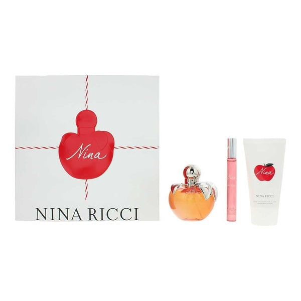 Nina Ricci Nina Gift Set 80ml EDT Spray + 75ml Body Lotion + 10ml EDT Rollerball