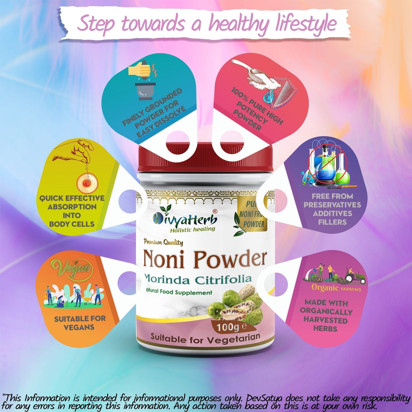 DivyaHerb Noni Powder 100 gram - Daily Wellness Support