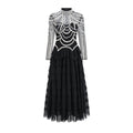 Elegant And Heavy Craft Long Sleeve Beaded Dress