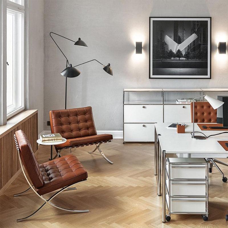 Barcelona Chair And Ottoman, Brown Leather
