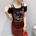 Summer New Exquisite Rhinestone Double Layer Ice Silk Net Yarn Short Sleeve