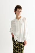 Octavia Moss Crepe Overlap Collar Shirt - Off White