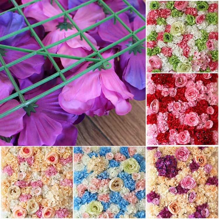 Blooming Rose Peony Hydrangea Artificial Encryption Flower DIY Wedding Wall Decoration Photo Background, Size: 60cm x 40cm, 60x40cm(Pink), 60x40cm(Blue and White), 60x40cm(Champagne), 60x40cm(Purple and Champagne), 60x40cm(Green and White)             ...