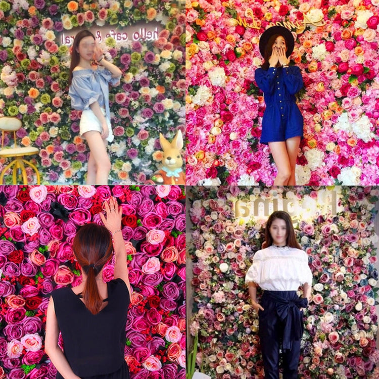 Blooming Rose Peony Hydrangea Artificial Encryption Flower DIY Wedding Wall Decoration Photo Background, Size: 60cm x 40cm, 60x40cm(Pink), 60x40cm(Blue and White), 60x40cm(Champagne), 60x40cm(Purple and Champagne), 60x40cm(Green and White)             ...
