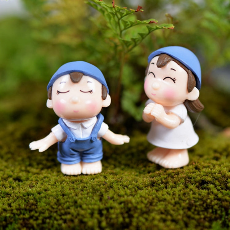 Lovers Smile Garden Dollhouse Decoration Moss Micro Landscape PVC Ornaments, Lovers Smile Pink, Lovers Smile Blue