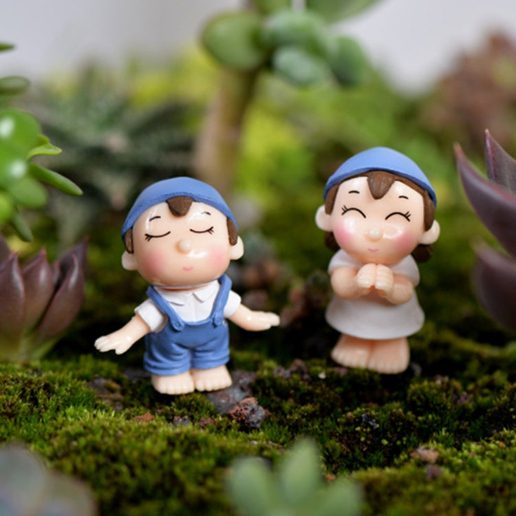 Lovers Smile Garden Dollhouse Decoration Moss Micro Landscape PVC Ornaments, Lovers Smile Pink, Lovers Smile Blue
