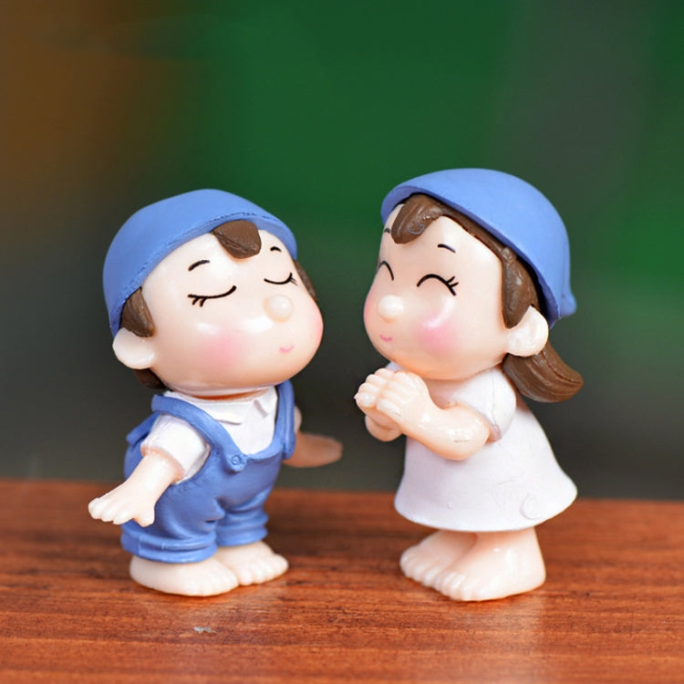 Lovers Smile Garden Dollhouse Decoration Moss Micro Landscape PVC Ornaments, Lovers Smile Pink, Lovers Smile Blue