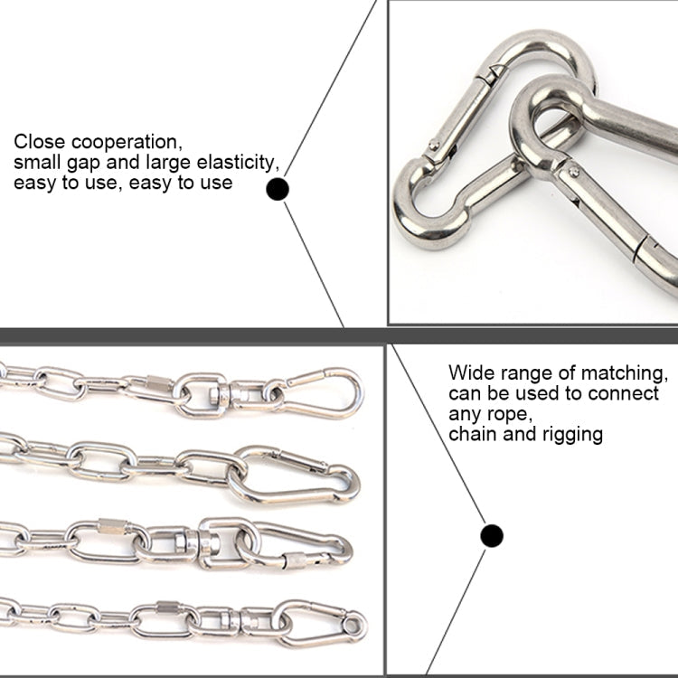 M9 Stainless Steel Carabiner Spring Hook Multi-tool Mountaineering Buckle Lock Camping Hook Rope, Inner Diameter: 8.84mm