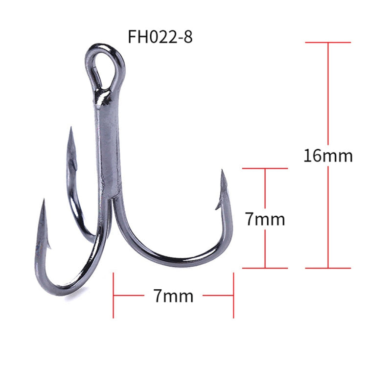 HENGJIA 20 PCS Classic Black High Carbon Steel Fishing Three-jaw Treble Hooks, 8# FH022