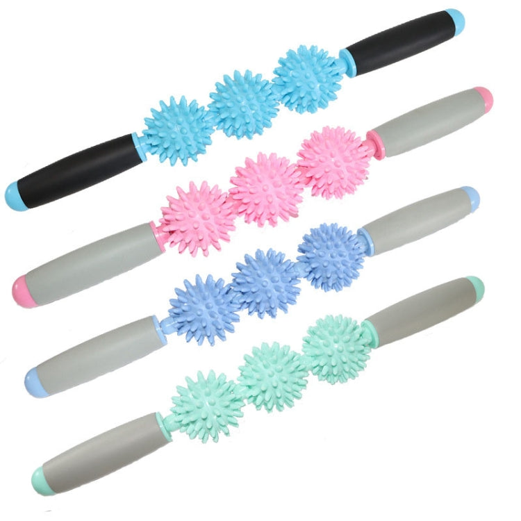 Yoga Health Care Triple Hedgehog Balls Neck Leg Hand Muscle Massage Stick(Pink)