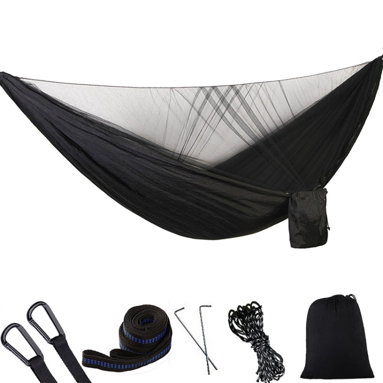 Portable Outdoor Parachute Hammock with Mosquito Nets (Black)