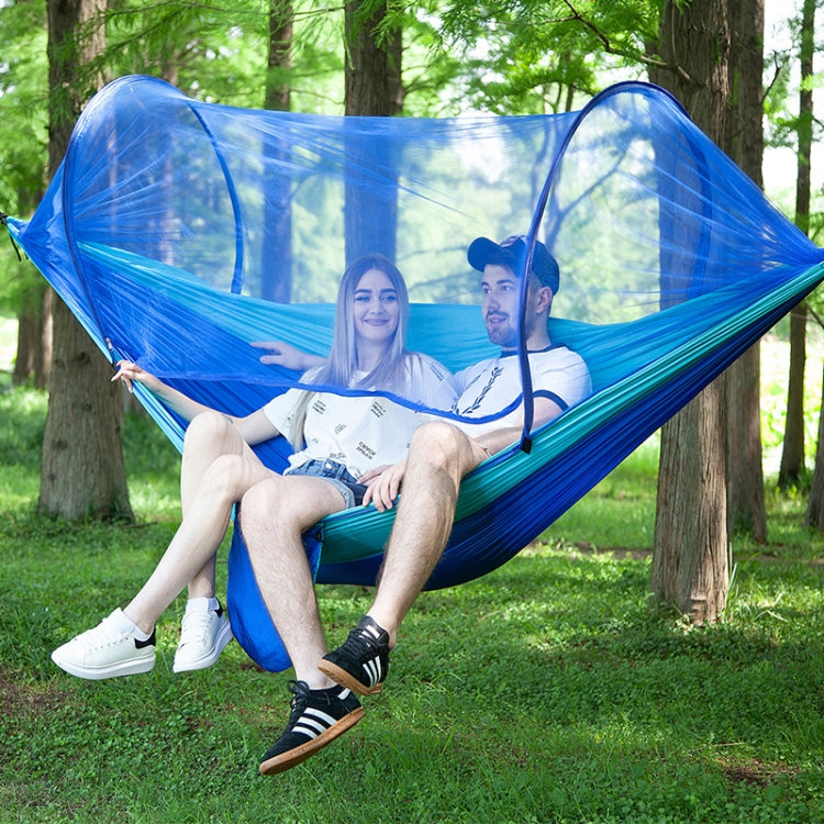 Portable Outdoor Camping Full-automatic Nylon Parachute Hammock with Mosquito Nets, Size : 250 x 120cm, 250x120cm Orange, 250x120cm Blue, 250x120cm Green, 250x120cm Pink Blue, 250x120cm Dark Green, 250x120cm Dark Blue, 250x120cm Black                  ...