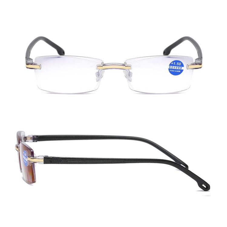 Rimless Anti Blue-ray Blue Film Lenses Presbyopic Glasses, +3.50D, +3.50D