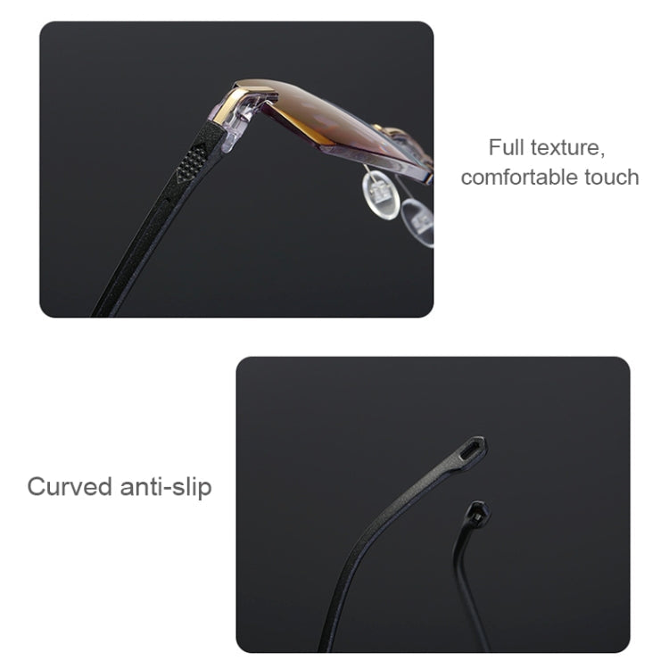 Rimless Anti Blue-ray Blue Film Lenses Presbyopic Glasses, +3.50D, +3.50D