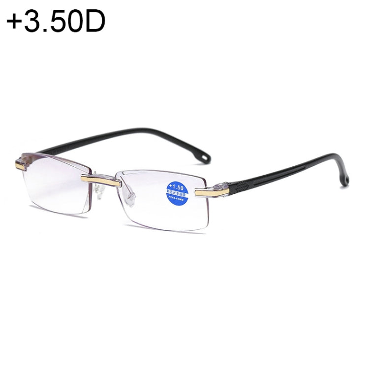 Rimless Anti Blue-ray Blue Film Lenses Presbyopic Glasses, +3.50D, +3.50D