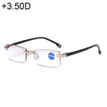 Rimless Anti Blue-ray Blue Film Lenses Presbyopic Glasses, +3.50D, +3.50D