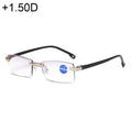 Rimless Anti Blue-ray Blue Film Lenses Presbyopic Glasses, +1.50D, +1.50D