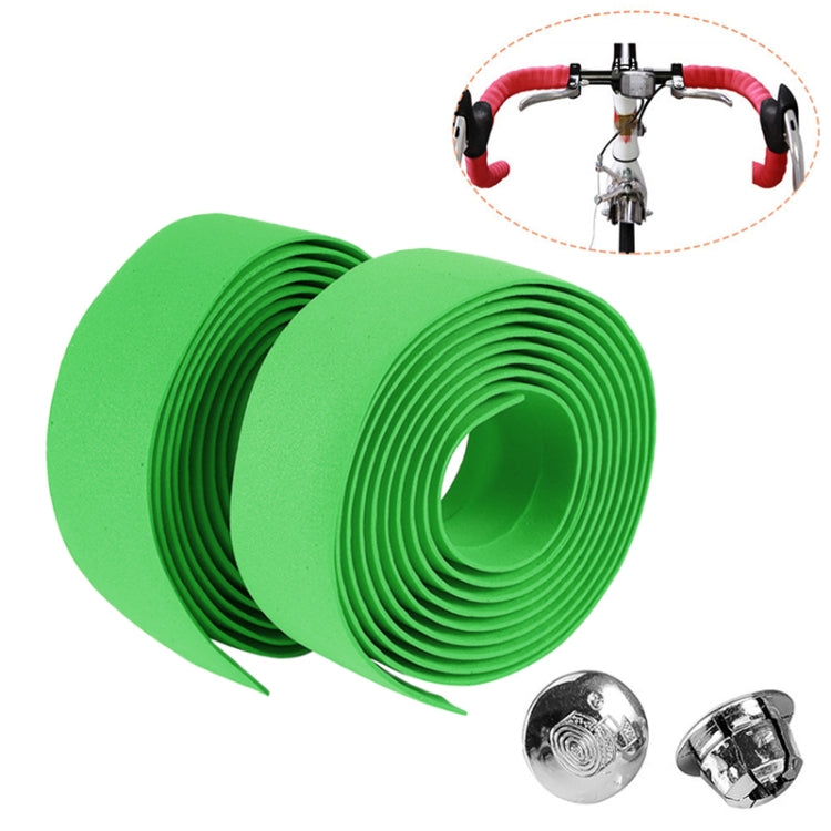 1 Pair Cycling Road Bike Sports Bicycle Cork Handlebar Tape Wrap + 2 Bar Plug, 2m Yellow, 2m Black, 2m Pink, 2m Green, 2m Grey, 2m Blue, 2m Red, 2m Baby Blue, 2m White
