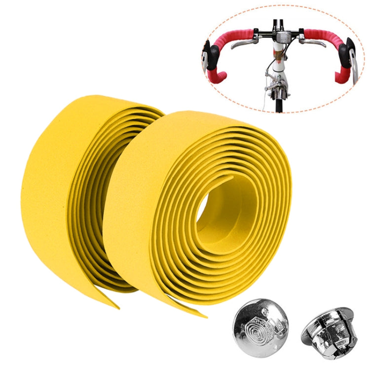 1 Pair Cycling Road Bike Sports Bicycle Cork Handlebar Tape Wrap + 2 Bar Plug, 2m Yellow, 2m Black, 2m Pink, 2m Green, 2m Grey, 2m Blue, 2m Red, 2m Baby Blue, 2m White