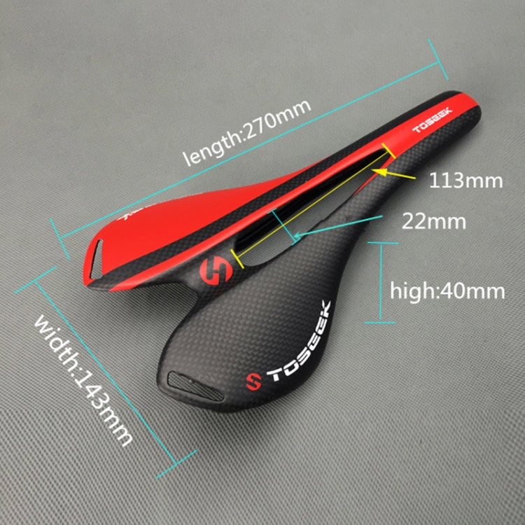 TOSEEK Road Bike Carbon Fiber Seat Bicycle Hollow Seat Saddle, 3K Texture + Extinction, Extinction(Grey), Extinction(Blue), Extinction(Red), Extinction(White), Extinction(Yellow), Extinction(Black), Extinction(Orange), Extinction(Green)