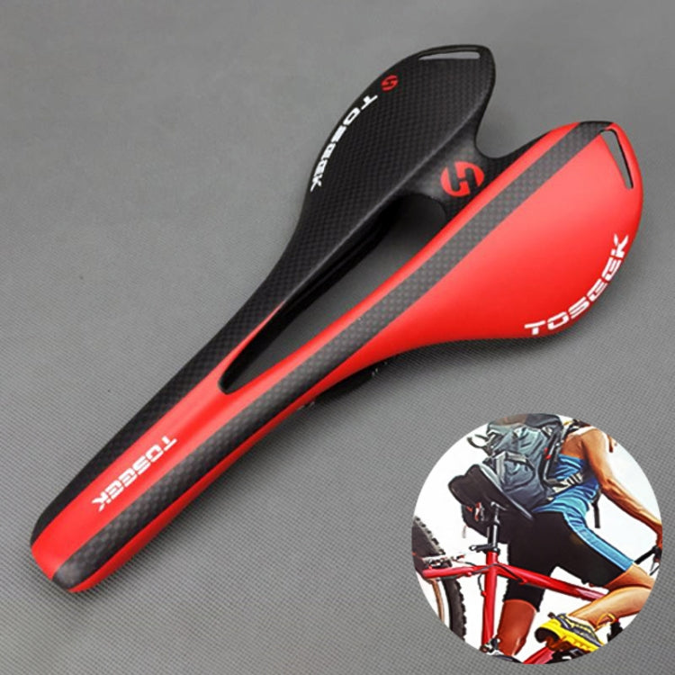 TOSEEK Road Bike Carbon Fiber Seat Bicycle Hollow Seat Saddle, 3K Texture + Extinction, Extinction(Grey), Extinction(Blue), Extinction(Red), Extinction(White), Extinction(Yellow), Extinction(Black), Extinction(Orange), Extinction(Green)