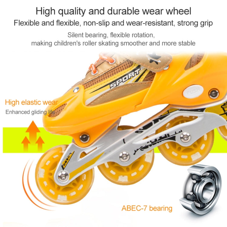 Adjustable Children Full Flash Single Four-wheel Roller Skates Skating Shoes Set, Size : S, Size : S (Pink), Size : S (Gold), Size : S (Blue), Size : S (Red)