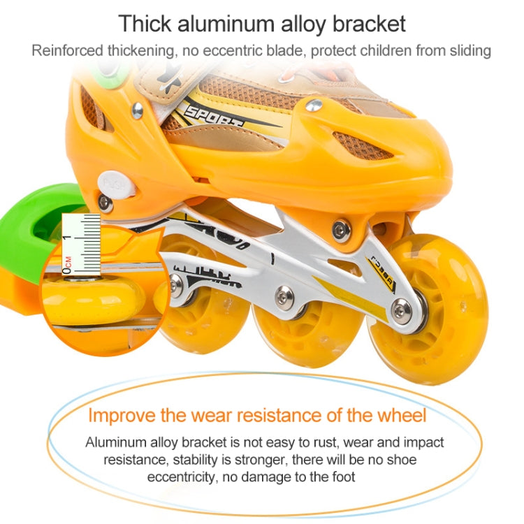 Adjustable Children Full Flash Single Four-wheel Roller Skates Skating Shoes Set, Size : S, Size : S (Pink), Size : S (Gold), Size : S (Blue), Size : S (Red)