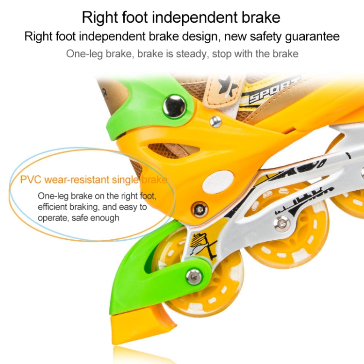 Adjustable Children Full Flash Single Four-wheel Roller Skates Skating Shoes Set, Size : S, Size : S (Pink), Size : S (Gold), Size : S (Blue), Size : S (Red)