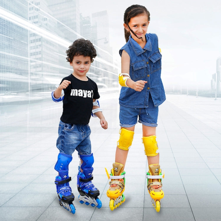 Adjustable Children Full Flash Single Four-wheel Roller Skates Skating Shoes Set, Size : S, Size : S (Pink), Size : S (Gold), Size : S (Blue), Size : S (Red)