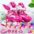 Adjustable Children Full Flash Single Four-wheel Roller Skates Skating Shoes Set, Size : S, Size : S (Pink), Size : S (Gold), Size : S (Blue), Size : S (Red)