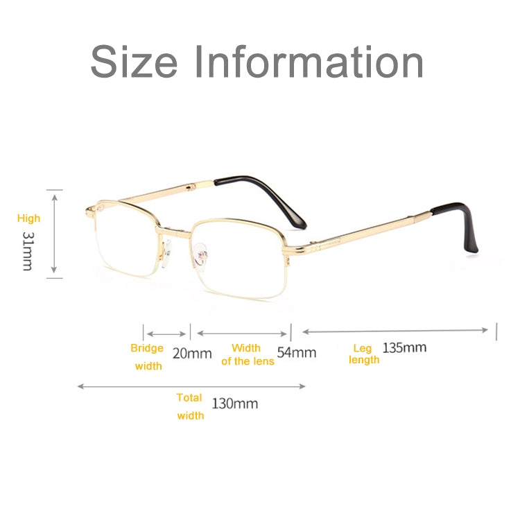 Folding Anti Blue-ray Presbyopic Reading Glasses with Case & Cleaning Cloth, +3.50D, +3.50D
