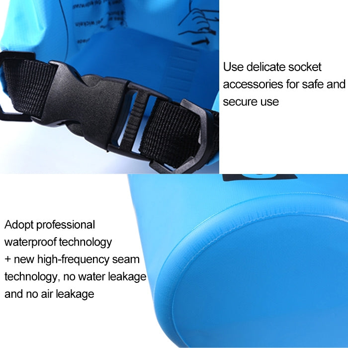 Outdoor Waterproof Double Shoulder Bag Dry Sack PVC Barrel Bag, Capacity: 20L, Capacity: 20L (Black), Capacity: 20L (Dark Blue), Capacity: 20L (Orange), Capacity: 20L (Pink), Capacity: 20L (Green), Capacity: 20L (Sky Blue), Capacity: 20L (Yellow)