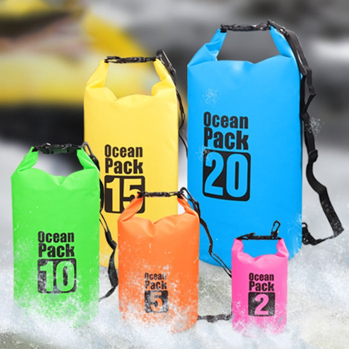 Outdoor Waterproof Double Shoulder Bag Dry Sack PVC Barrel Bag, Capacity: 20L, Capacity: 20L (Black), Capacity: 20L (Dark Blue), Capacity: 20L (Orange), Capacity: 20L (Pink), Capacity: 20L (Green), Capacity: 20L (Sky Blue), Capacity: 20L (Yellow)