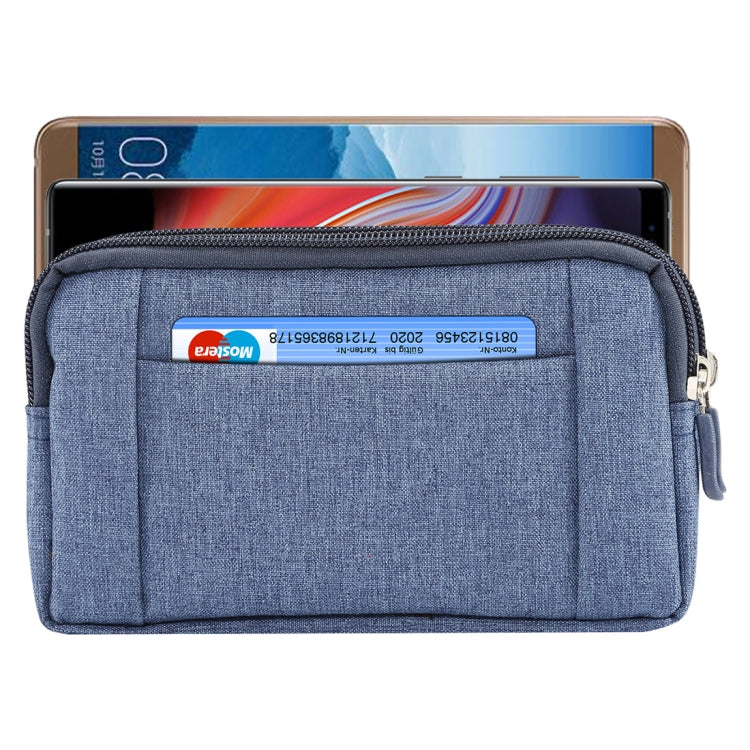 Sports Denim Universal Phone Bag Waist Bag for 5.5~6.3 inch Smartphones, Size: L (Blue)