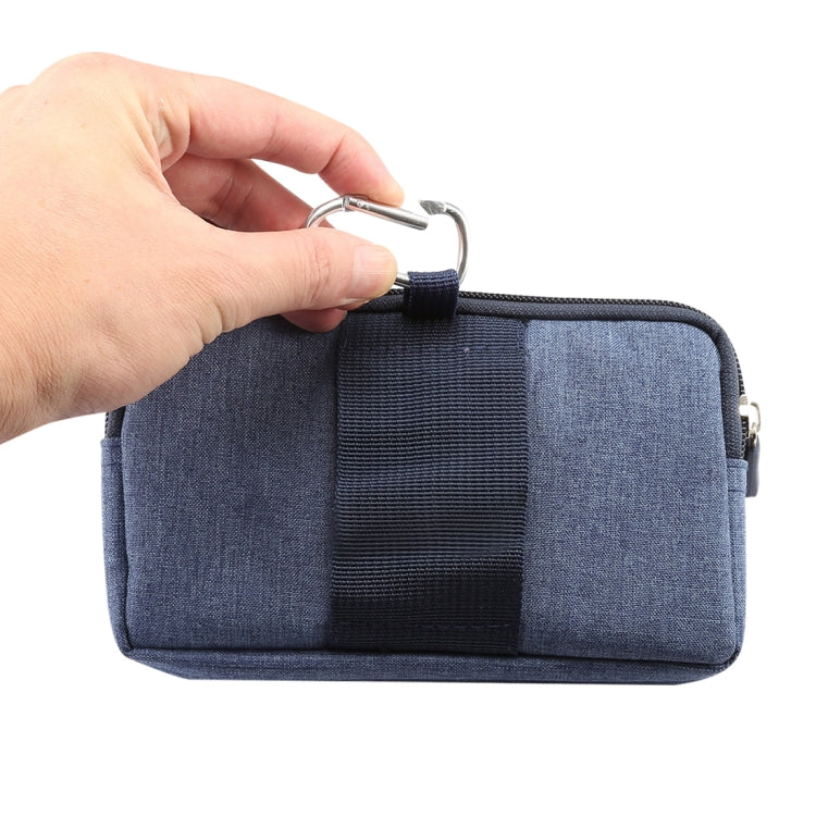 Sports Denim Universal Phone Bag Waist Bag for 5.5~6.3 inch Smartphones, Size: L (Blue)