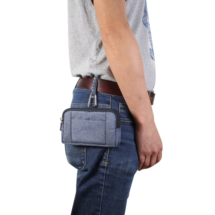 Sports Denim Universal Phone Bag Waist Bag for 6.4~6.5 inch Smartphones, Size: XL (Blue)