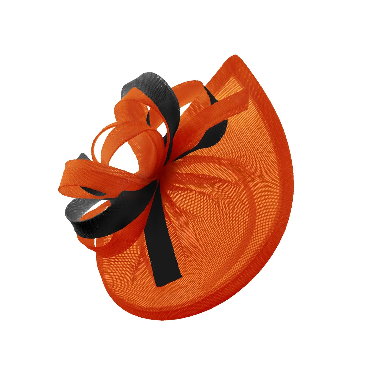 Caprilite Vegan MoonMix Hoop Fascinator Hat on Headband Wedding Ascot Races Bespoke Sinamay Disc - Orange Black