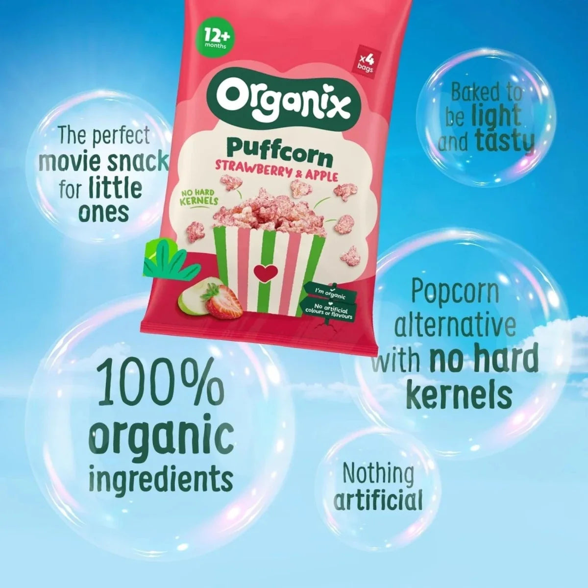 Organix Strawberry Puffcorn 12+ months 60g (4x15g)