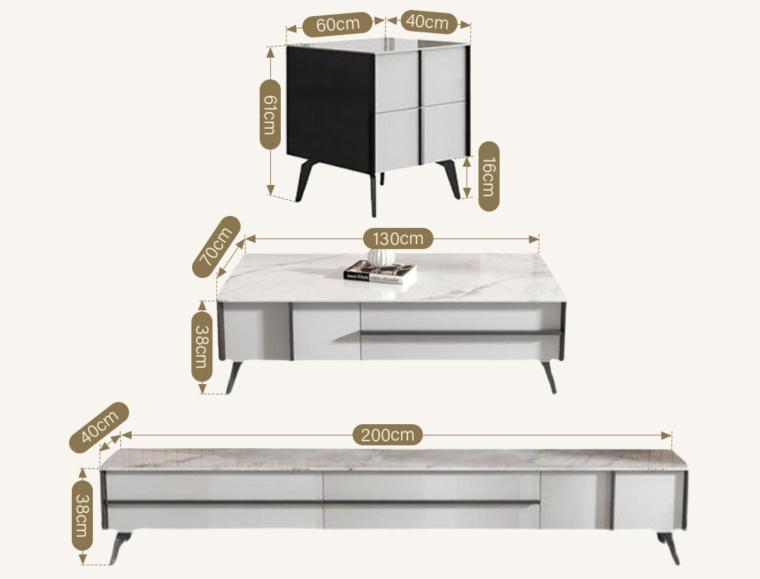Ohyama Living Room Table Set, Coffee Table, TV Stand