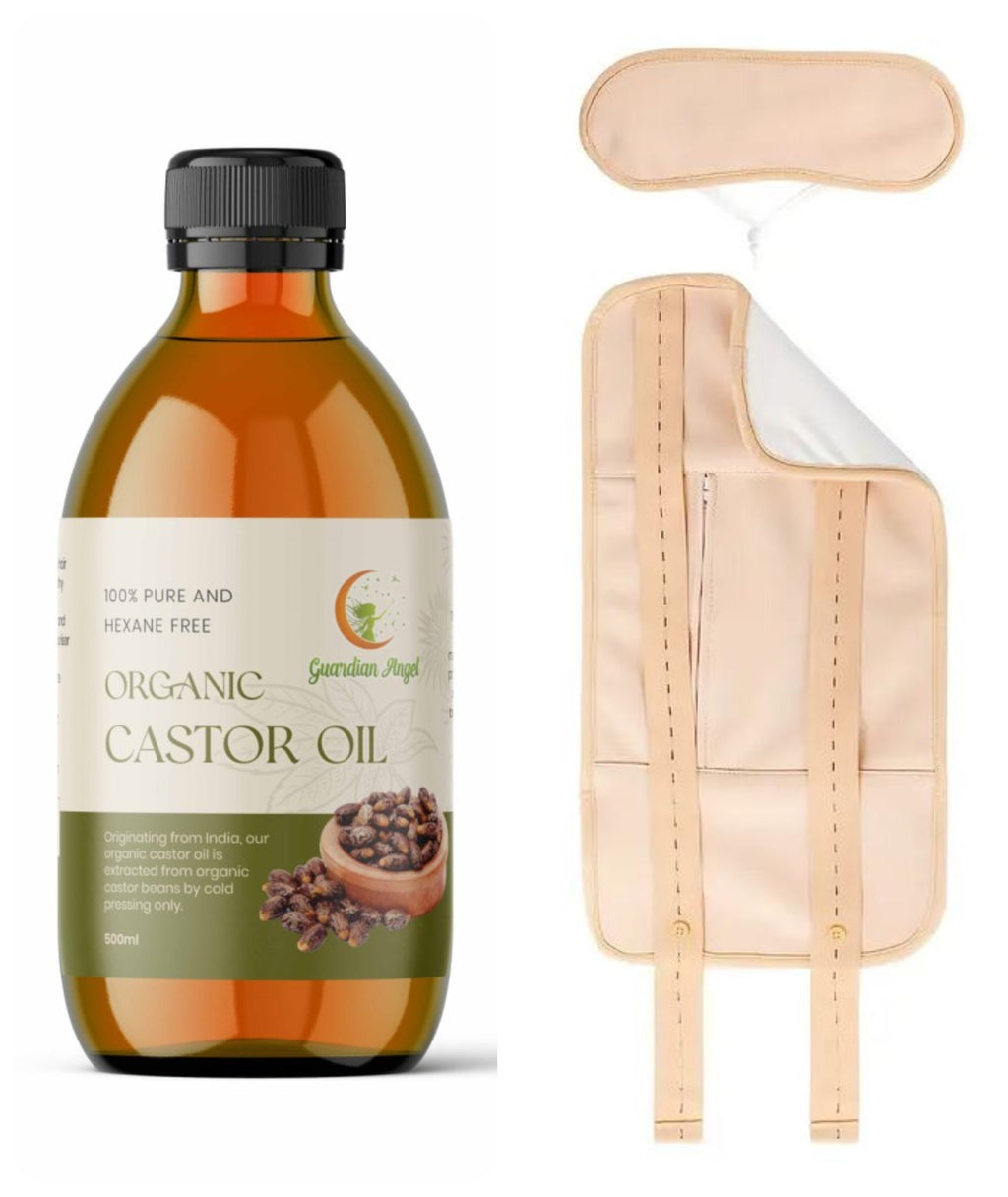 Organic Castor Oil 3 Piece Pack with a Body & a Neck Wrap (Up to 40" Waist)