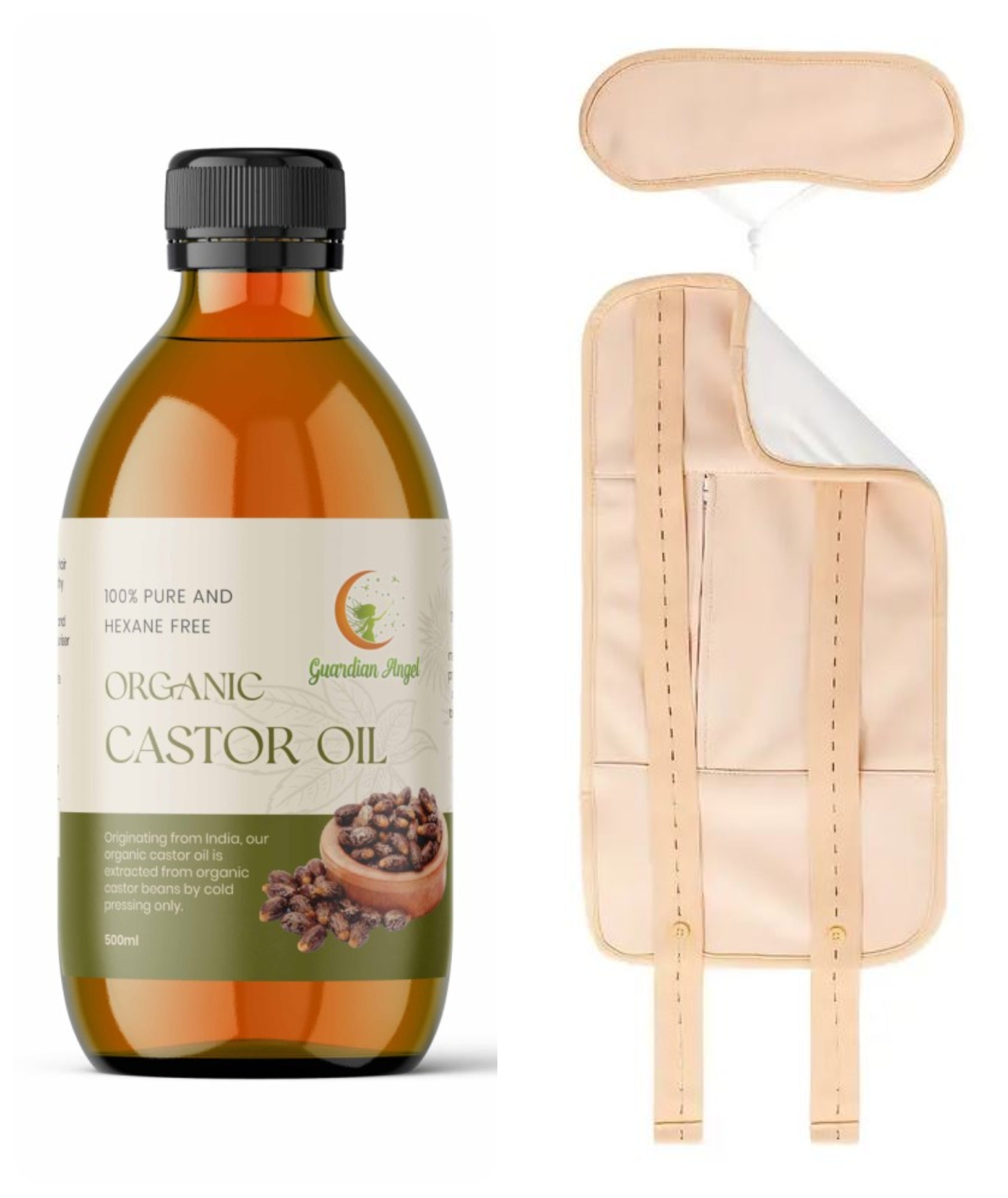 Organic Castor Oil 3 Piece Pack with a Body & a Neck Wrap (Up to 40" Waist)