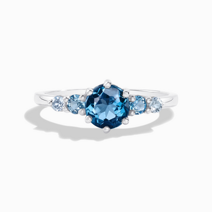 Ombre Blue Topaz Five Stone Ring in Sterling Silver