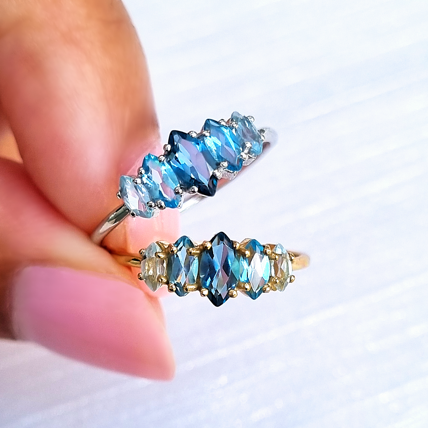 Ombre Blue Topaz Ring in 18k Gold Vermeil