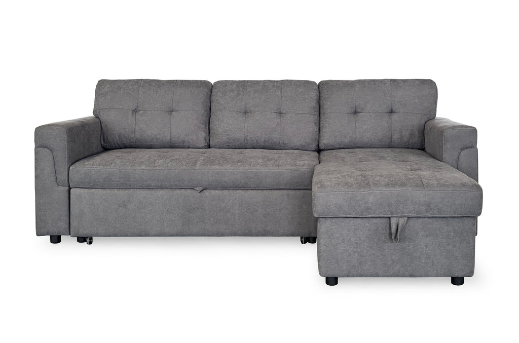 Omniya Grey Universal Corner Sofa Bed: Storage, Reversible Chaise, Plush Fabric